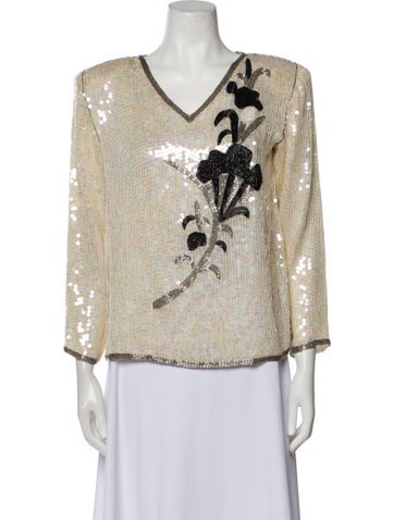 Vintage - Unbranded Tops Printed V-Neck Blouse XXL