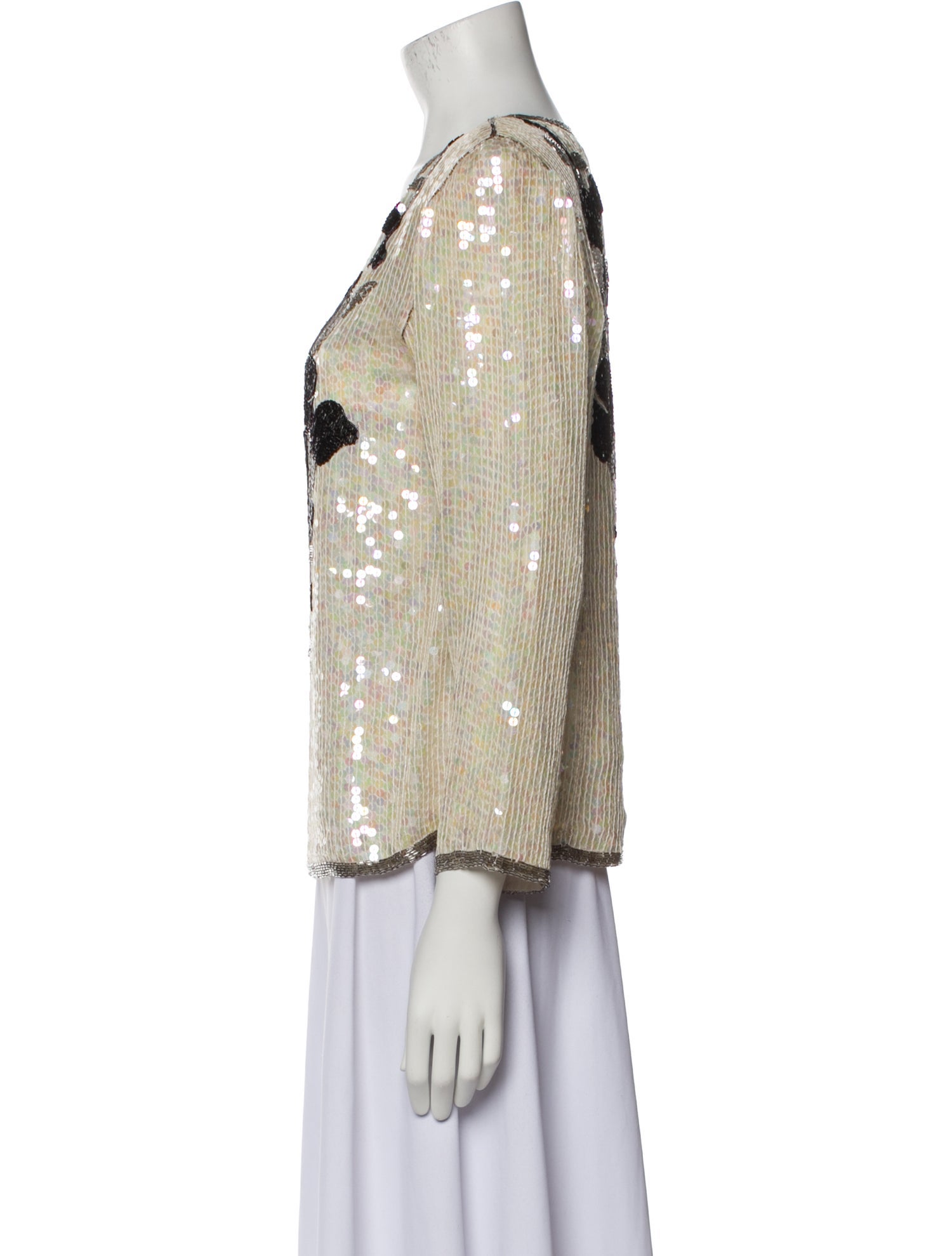 Vintage - Unbranded Printed V-Neck Blouse