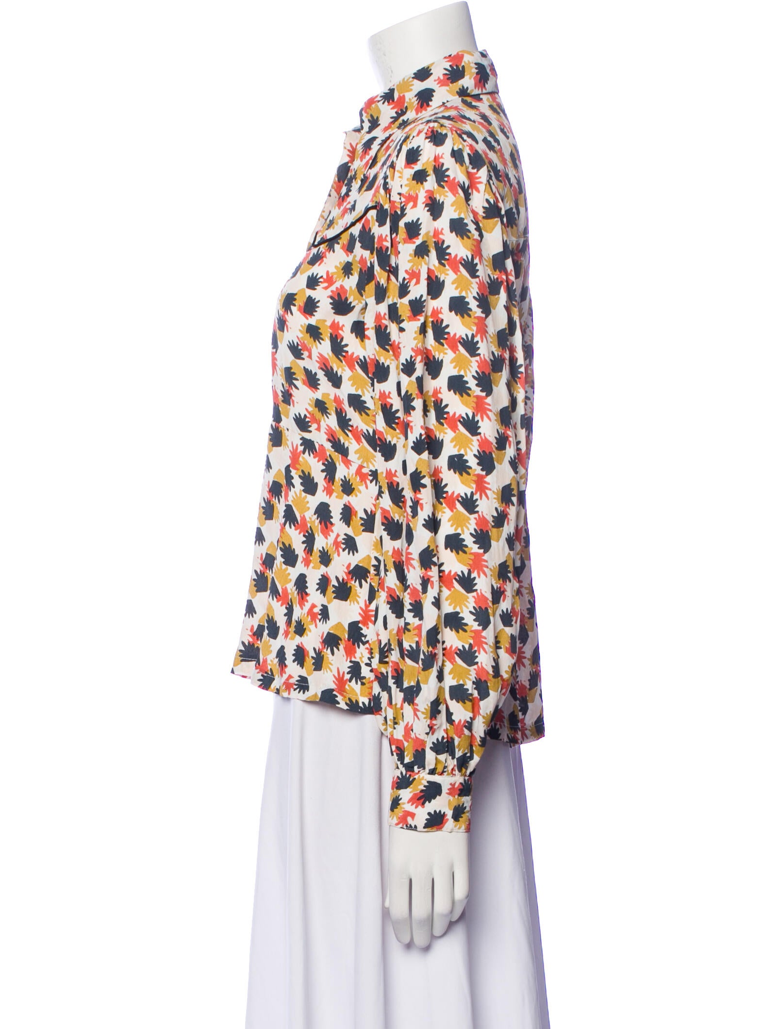 Vintage - Unbranded Printed Mock Neck Blouse