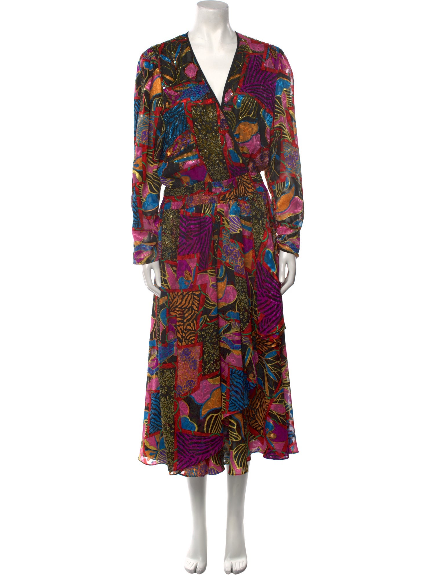 Vintage - Unbranded Floral Print Long Dress