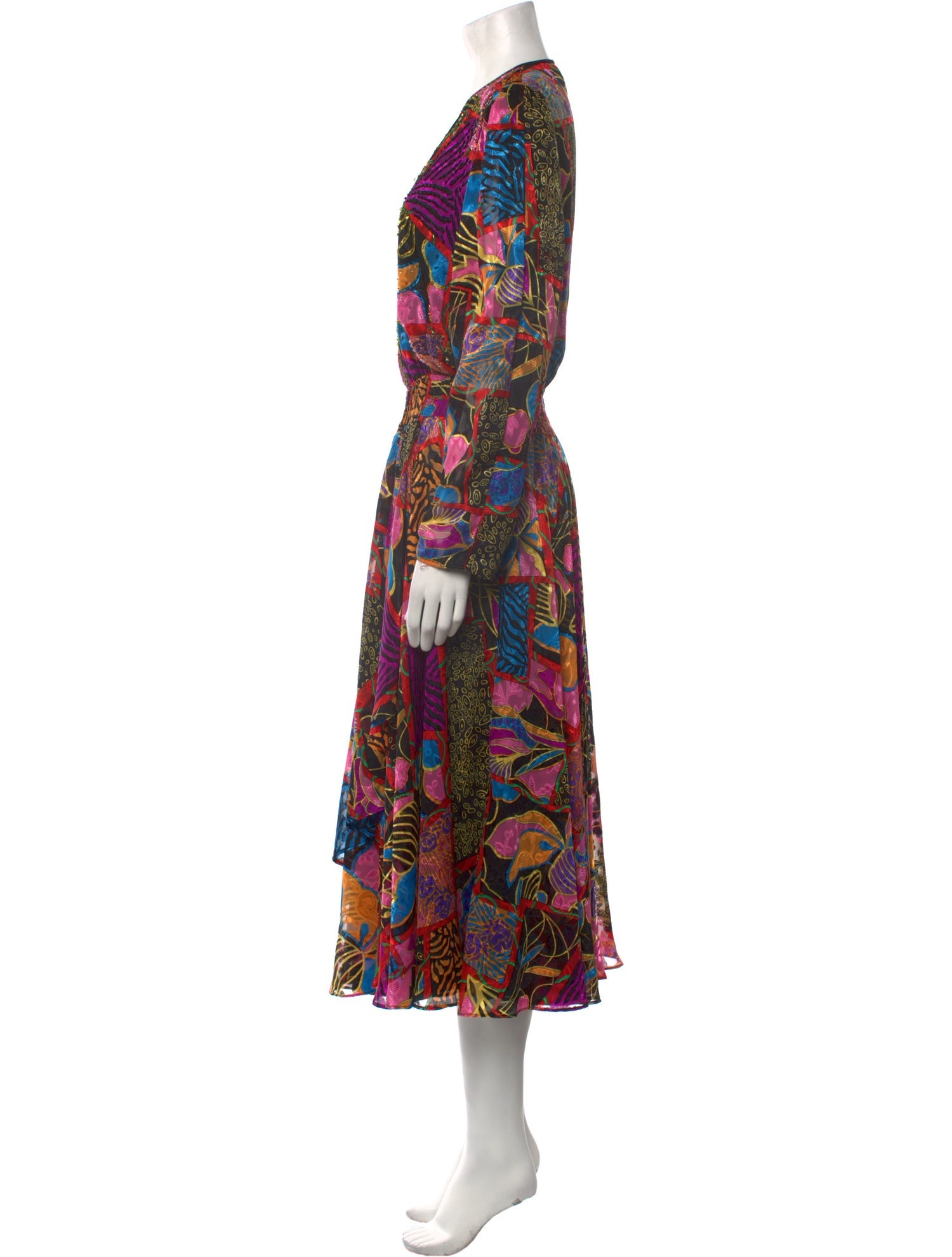 Vintage - Unbranded Floral Print Long Dress