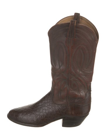 Vintage - Unbranded Boots Alligator Embroidered Accent Western 10.5