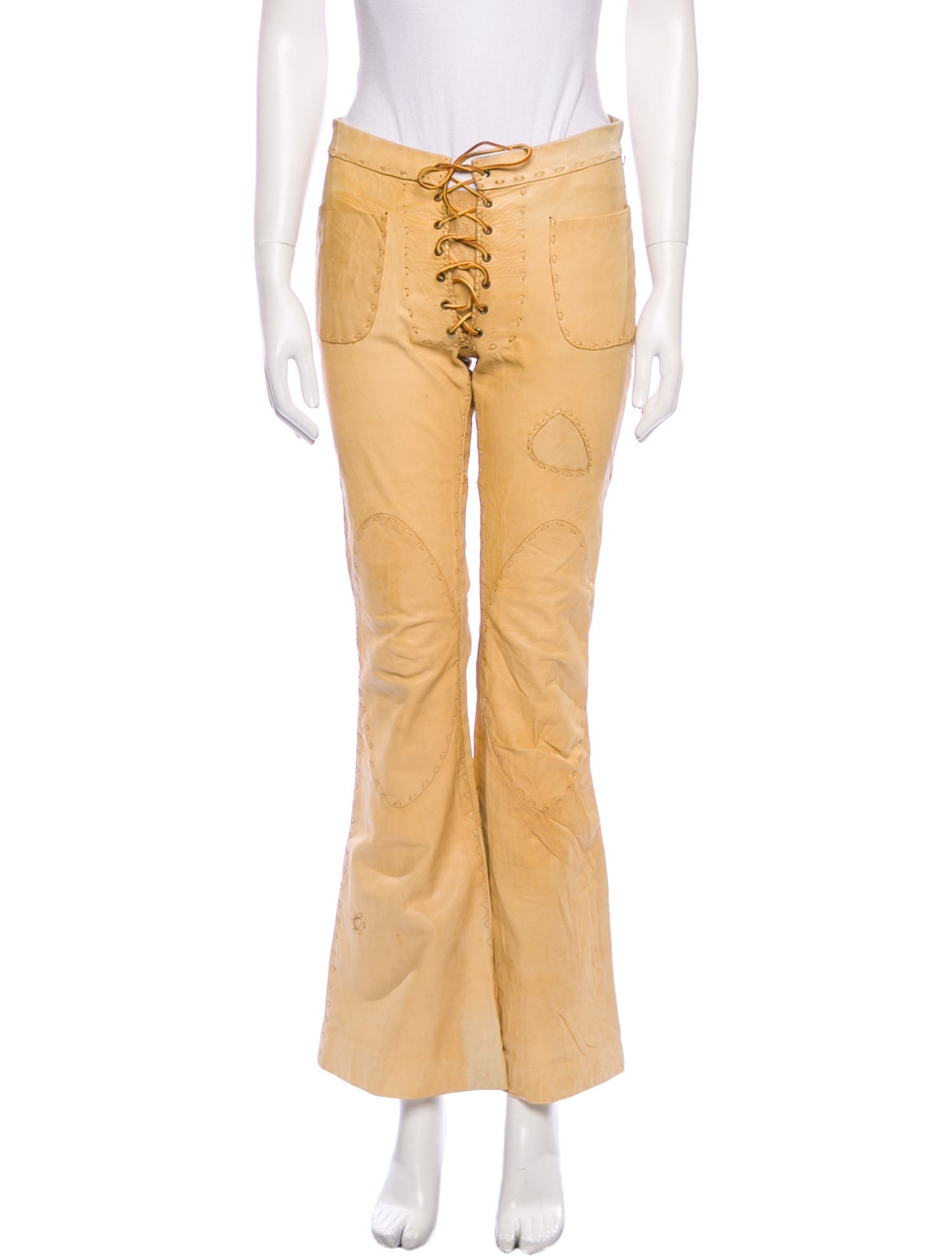 Vintage - Unbranded Vintage Lace-Up Leather Pants