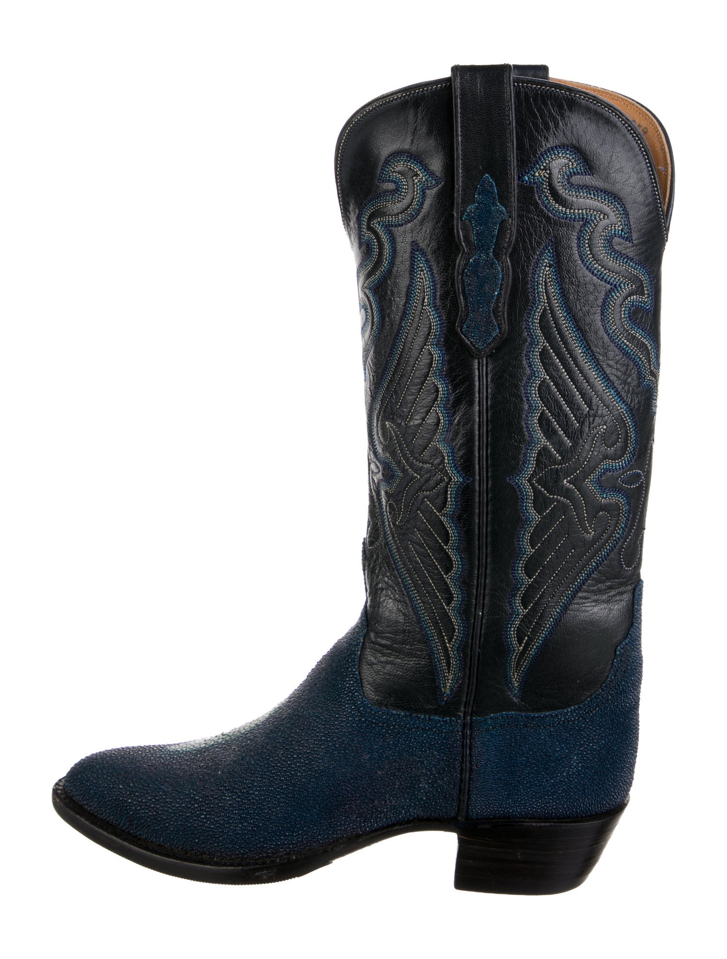 Vintage - Unbranded Leather Colorblock Pattern Western Boots