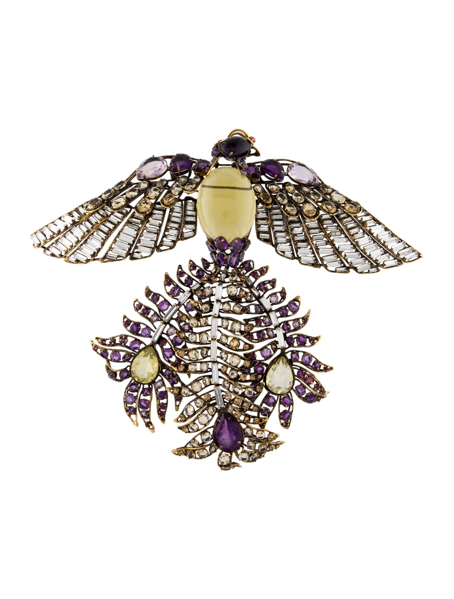 Vintage - Unbranded Vintage Crystal & Resin Large Bird Pendant