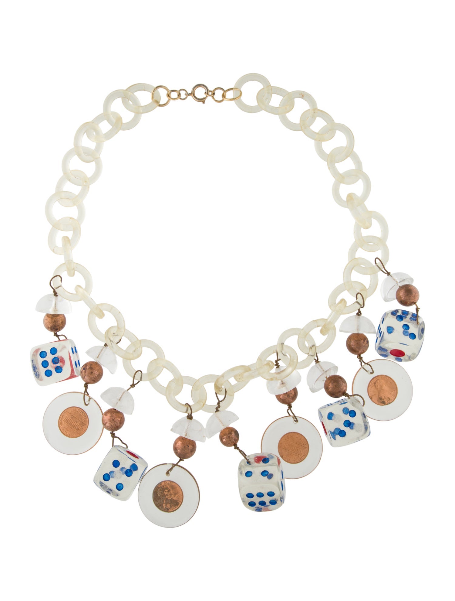 Vintage - Unbranded Resin Dice & Penny Chain Necklace