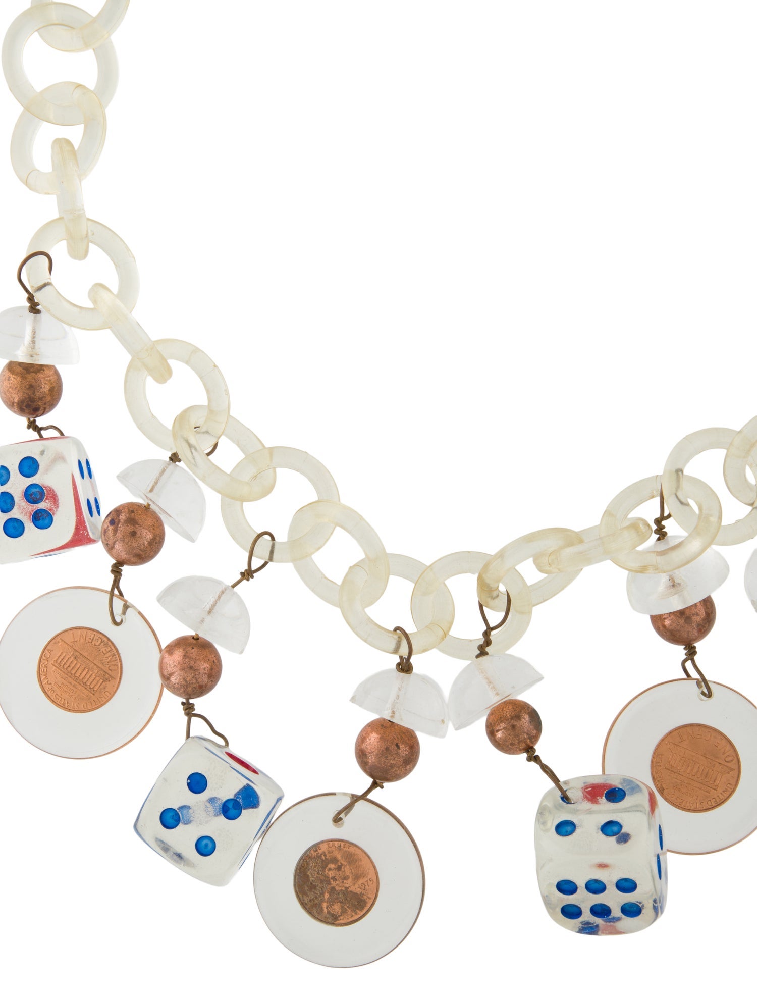 Vintage - Unbranded Resin Dice & Penny Chain Necklace