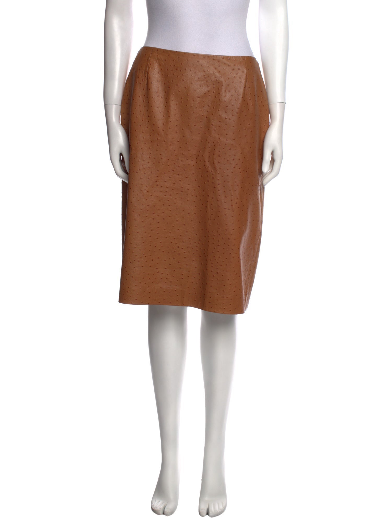 Vintage - Unbranded Calf Leather Knee-Length Skirt