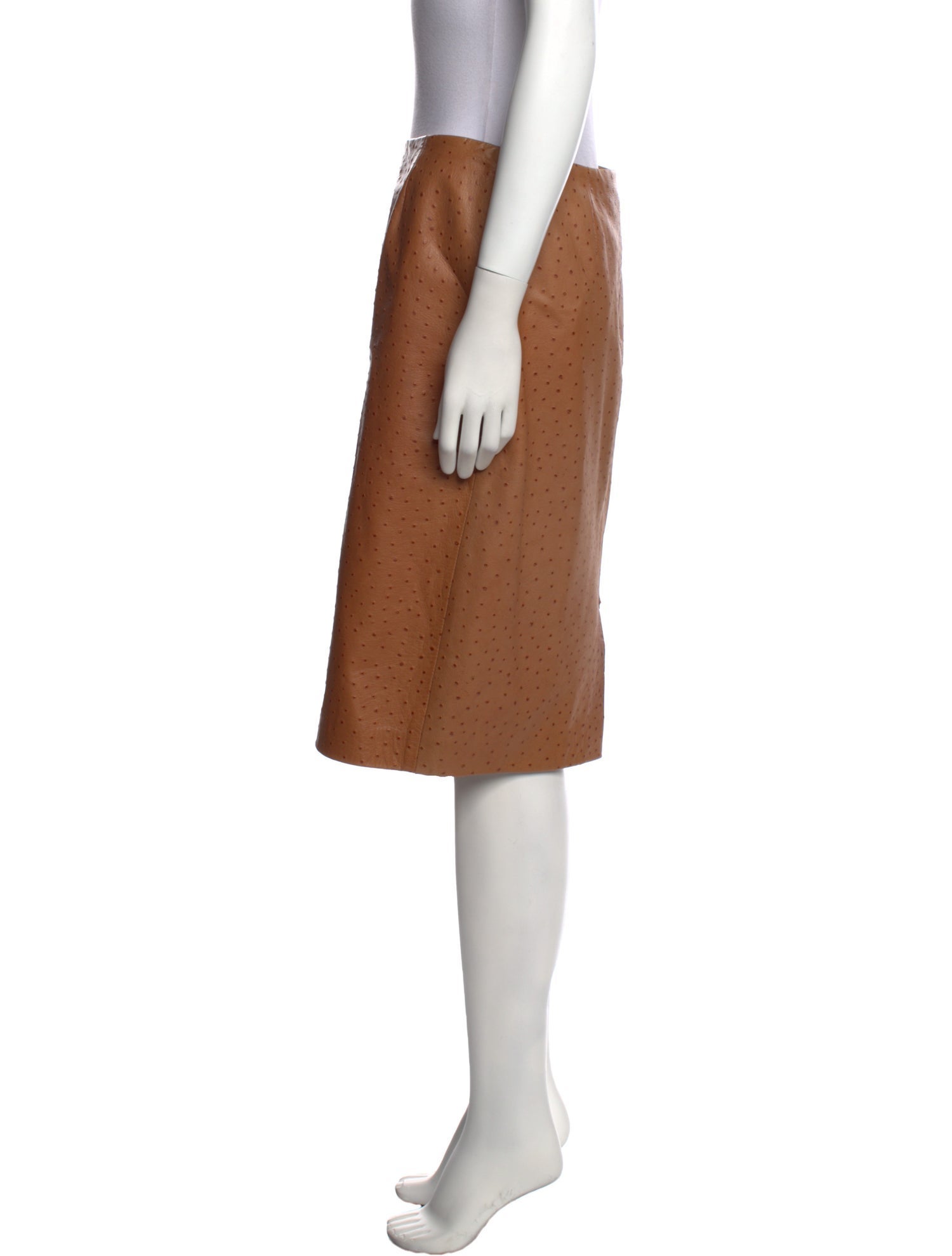 Vintage - Unbranded Calf Leather Knee-Length Skirt