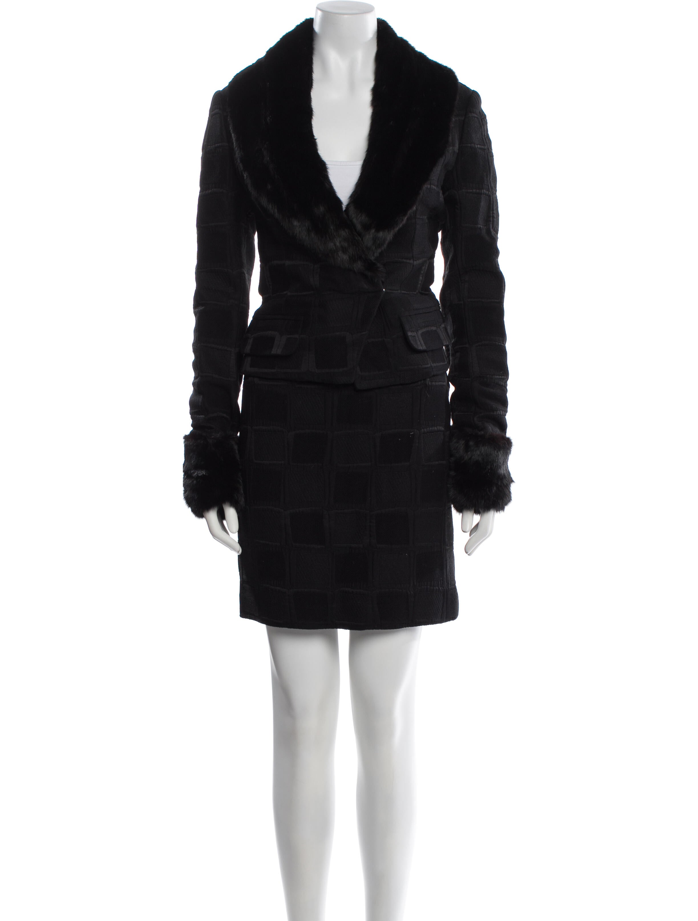 Vintage - Unbranded Fur Trim Skirt Set