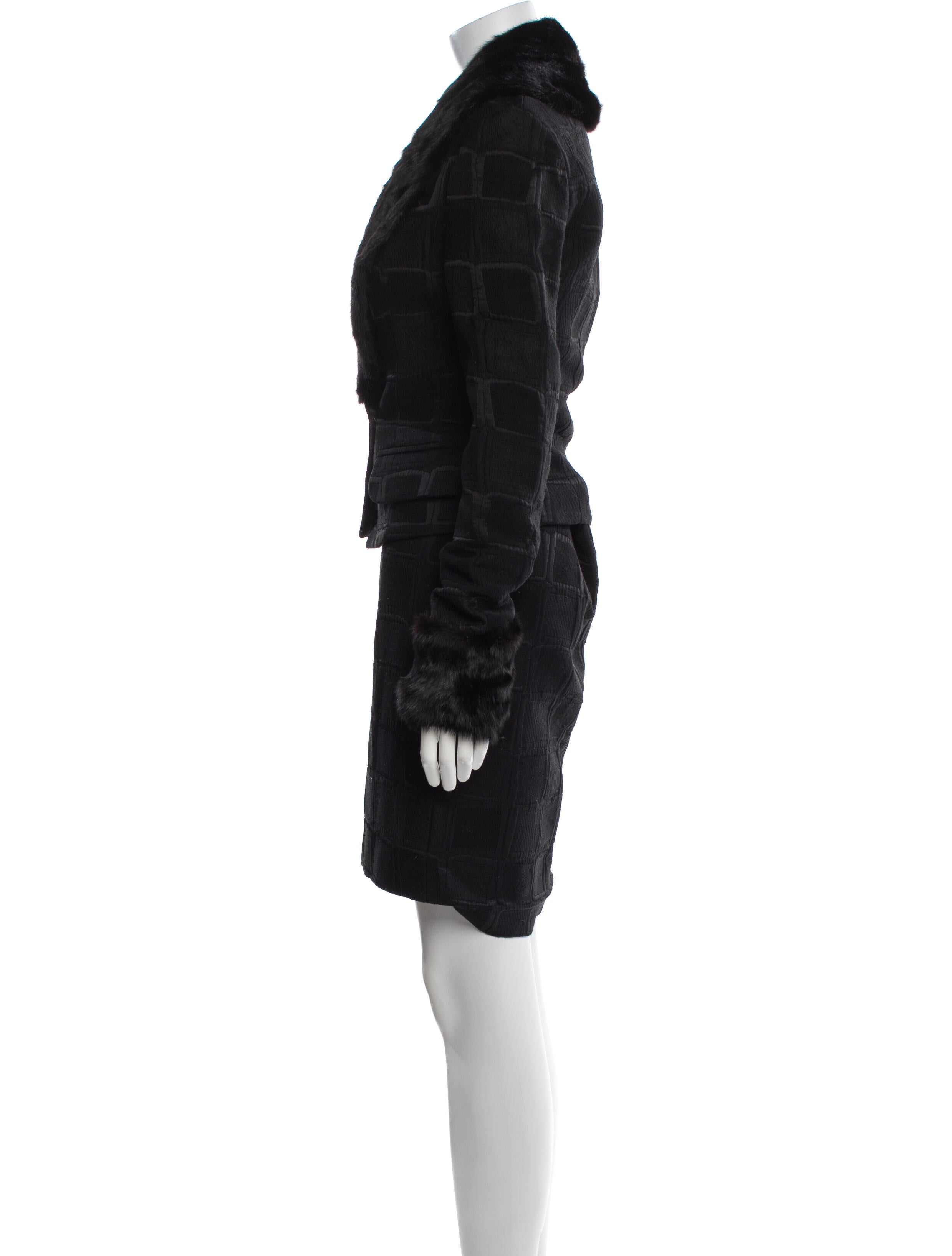 Vintage - Unbranded Fur Trim Skirt Set