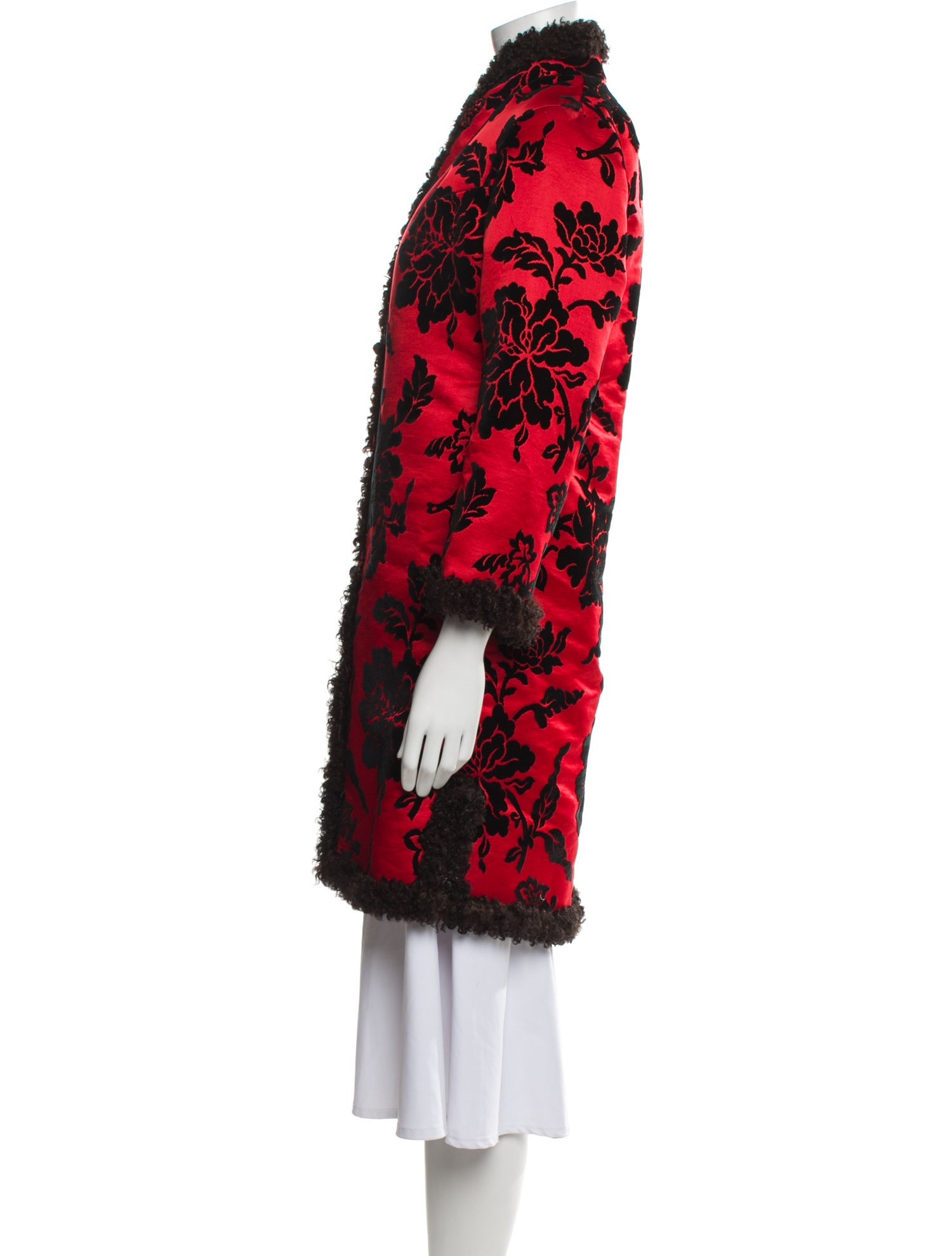 Vintage - Unbranded Floral Print Fur Coat