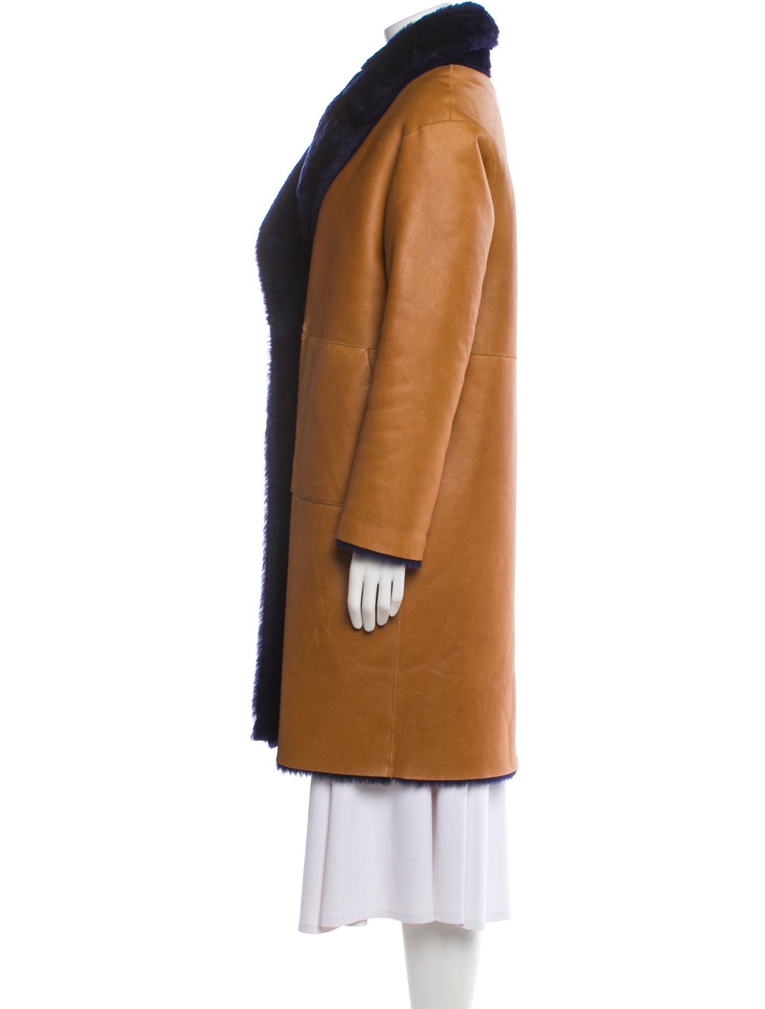 Gerard Darel Shearling Colorblock Pattern Fur Coat