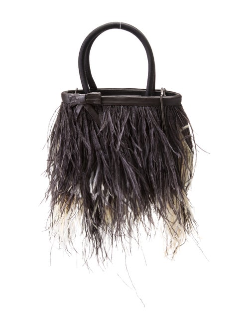 Moo Roo Ostrich Feather Top Handle Bag