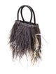 Moo Roo Ostrich Feather Top Handle Bag