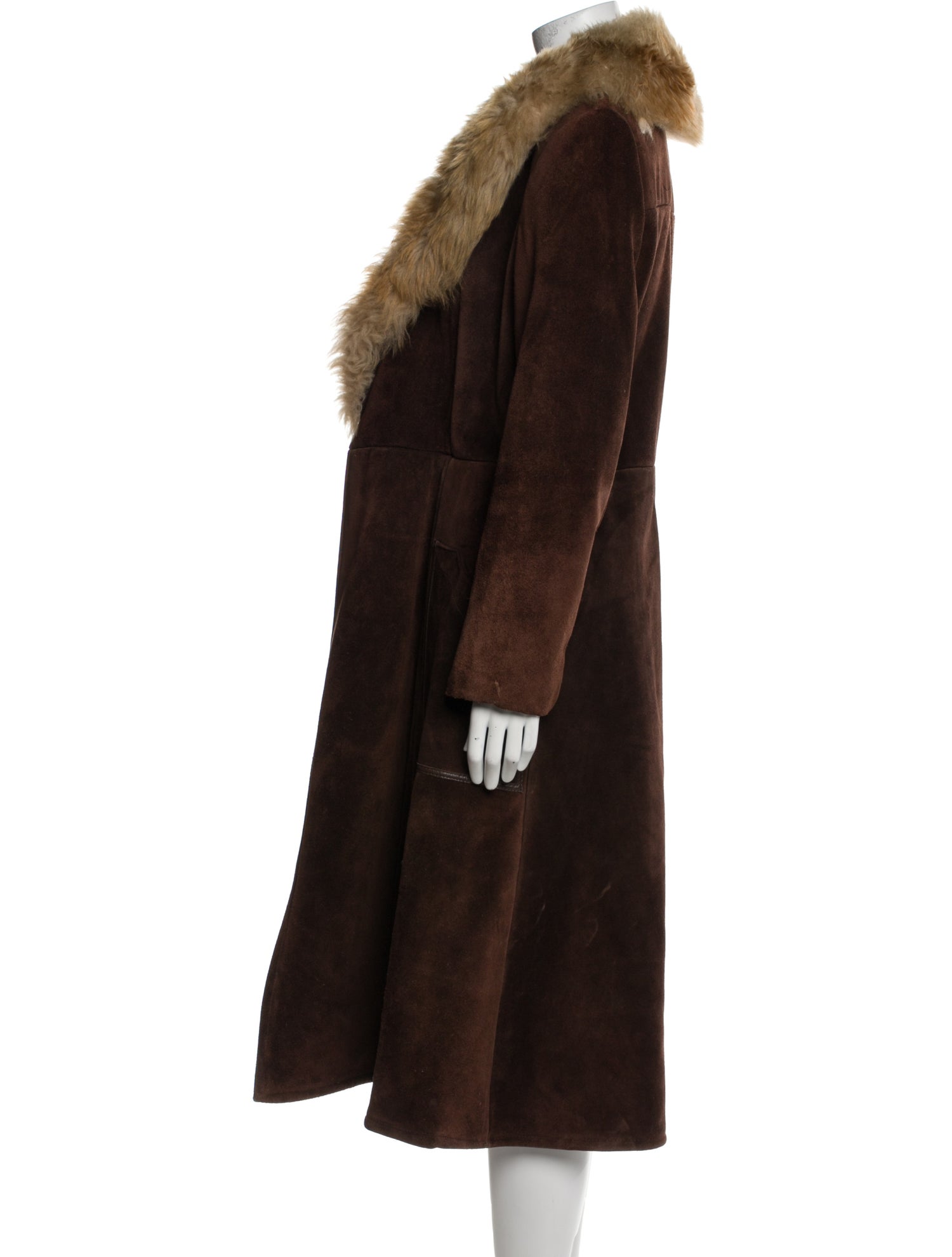 Vintage - Unbranded Shearling Colorblock Pattern Fur Coat
