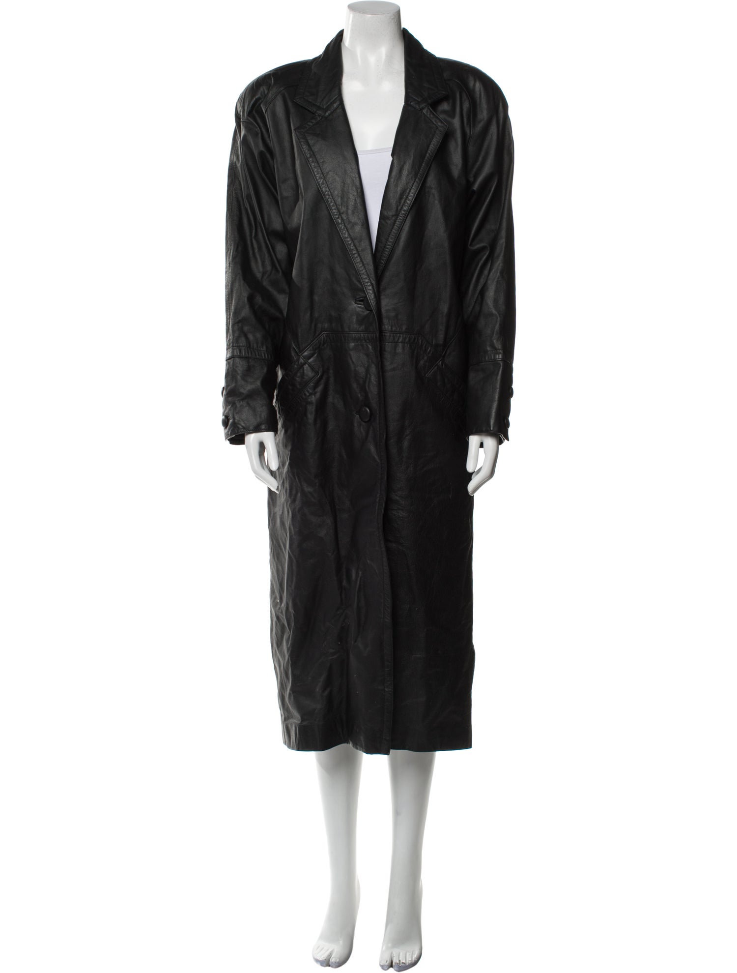 Vintage - Unbranded Leather Trench Coat