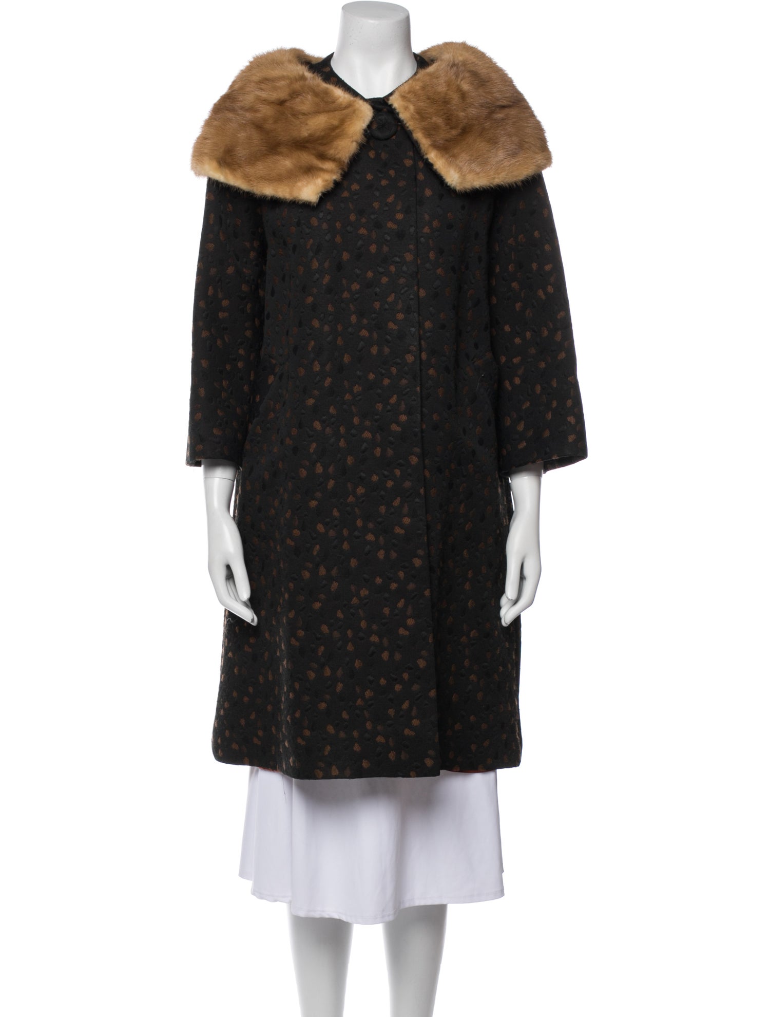 Vintage - Unbranded Polka Dot Print Fur Coat