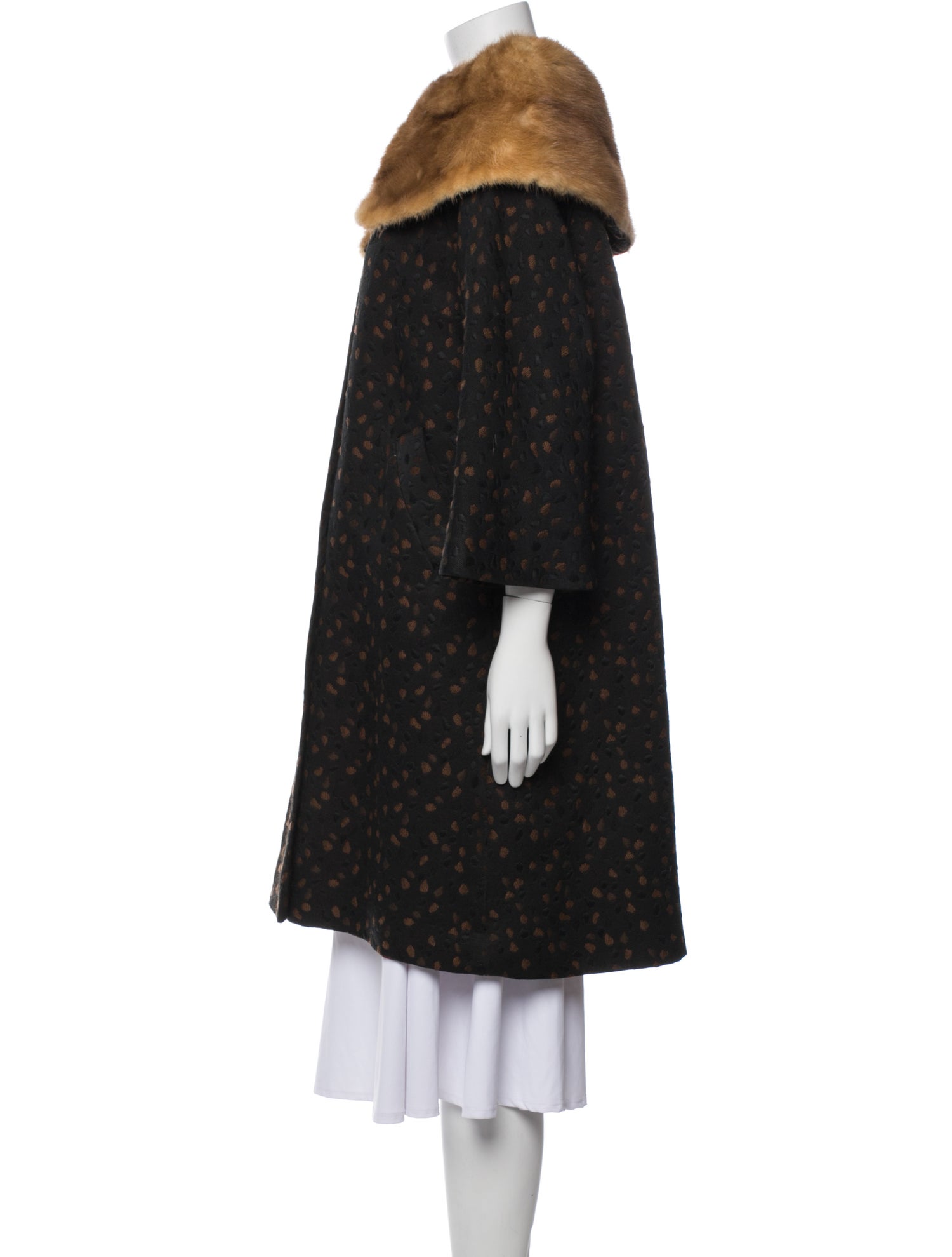 Vintage - Unbranded Polka Dot Print Fur Coat