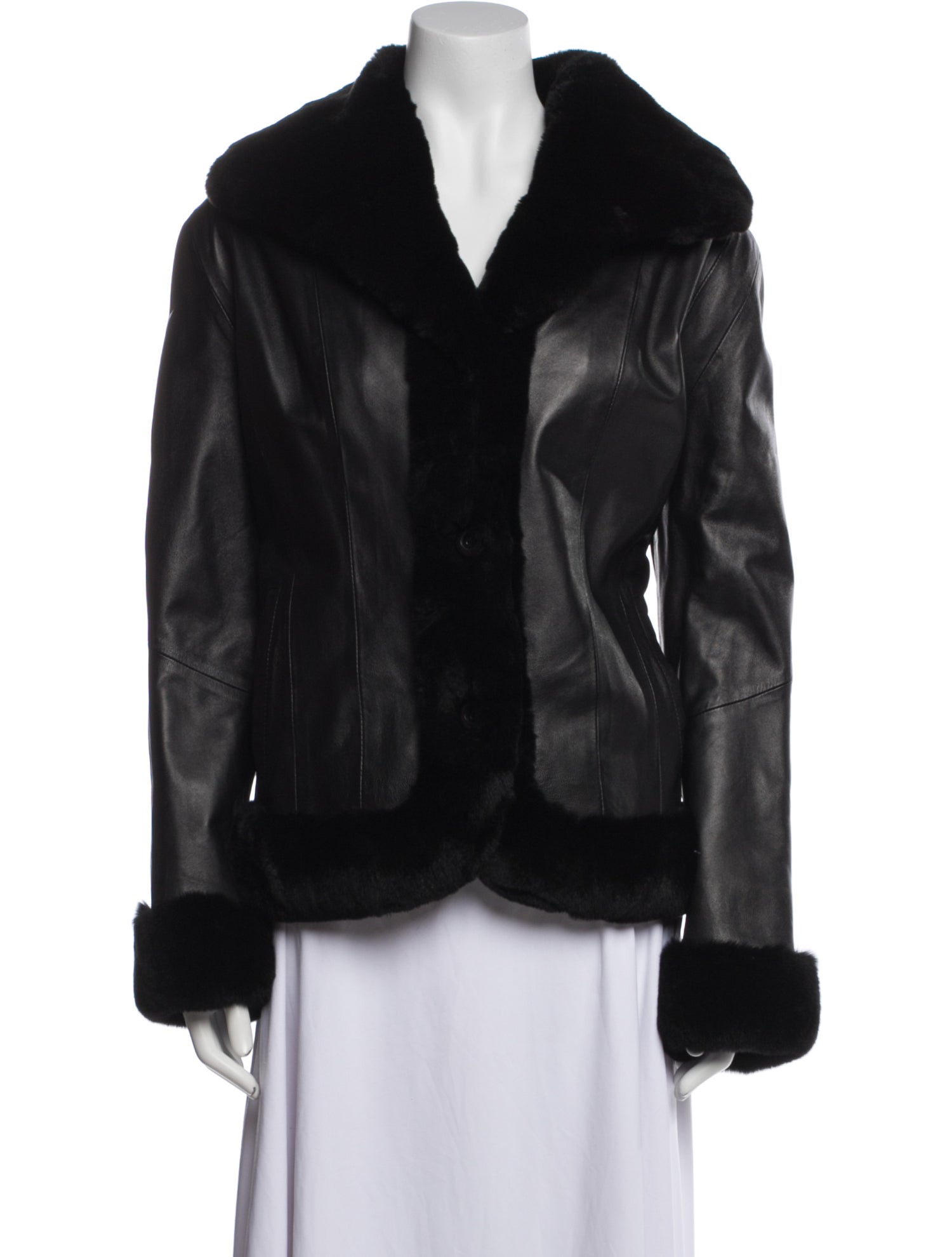 Vintage - Unbranded Leather Fur Jacket