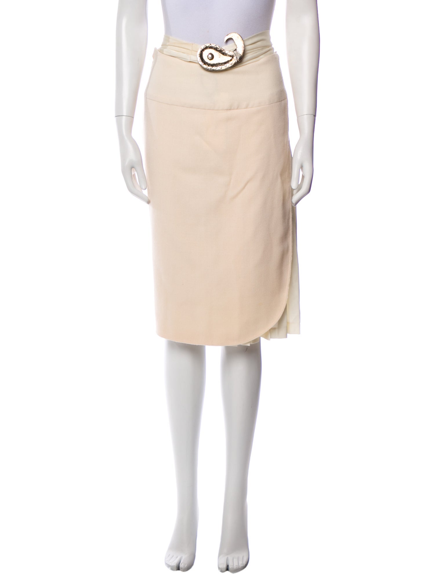 Vintage - Unbranded Pleated Accents Knee-Length Skirt