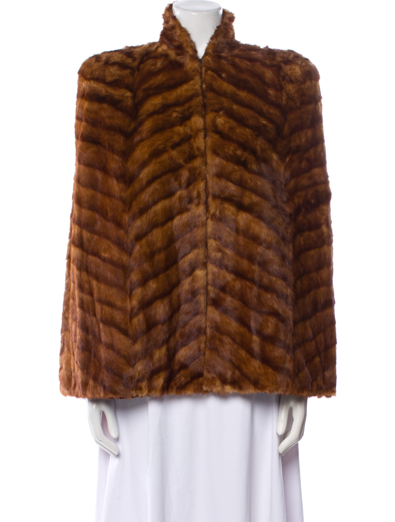 Vintage - Unbranded Mink Plaid Print Fur Jacket