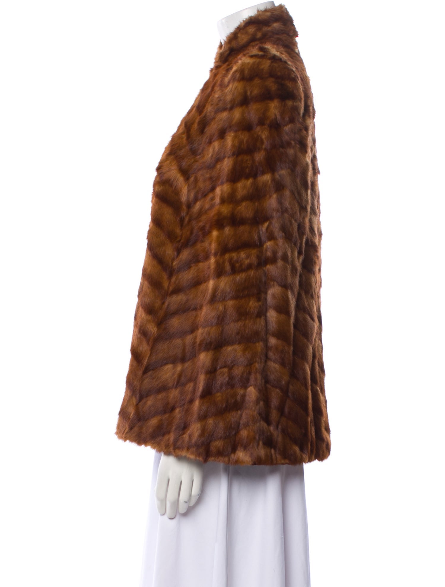 Vintage - Unbranded Mink Plaid Print Fur Jacket