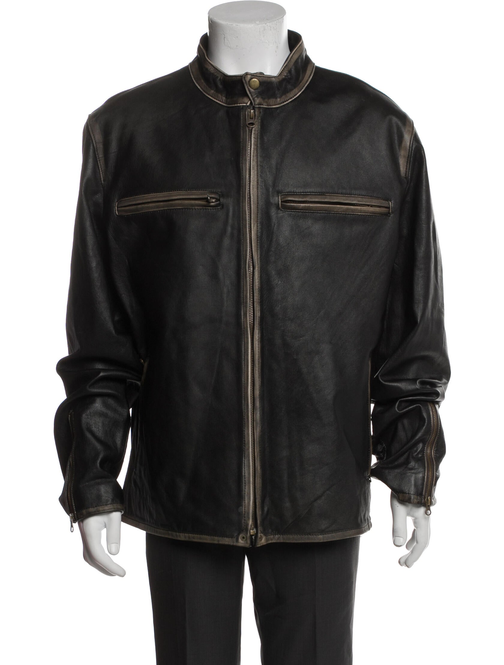 Vintage - Unbranded Leather Moto Jacket