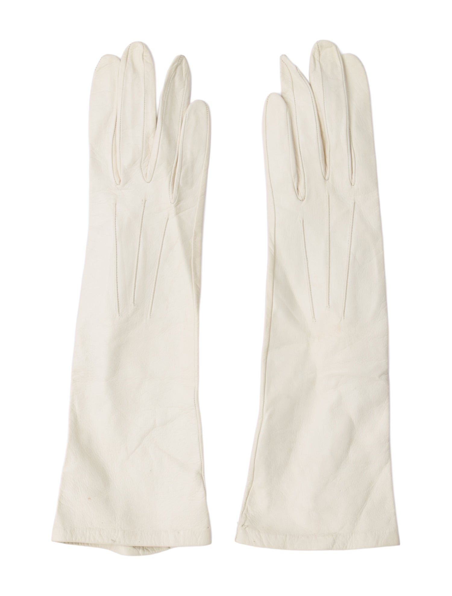 Vintage - Unbranded White Leather Pattern Print Winter Gloves Size 6.5