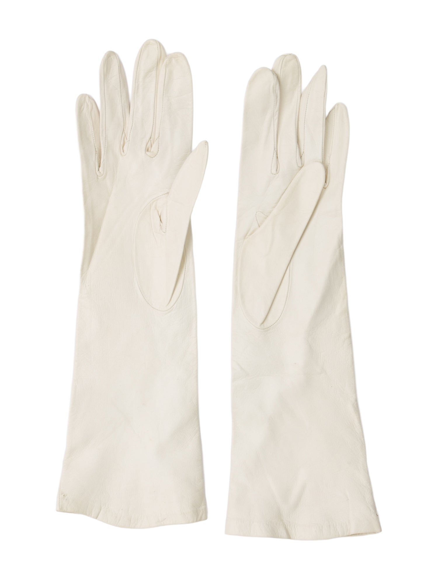 Vintage - Unbranded White Leather Pattern Print Winter Gloves Size 6.5