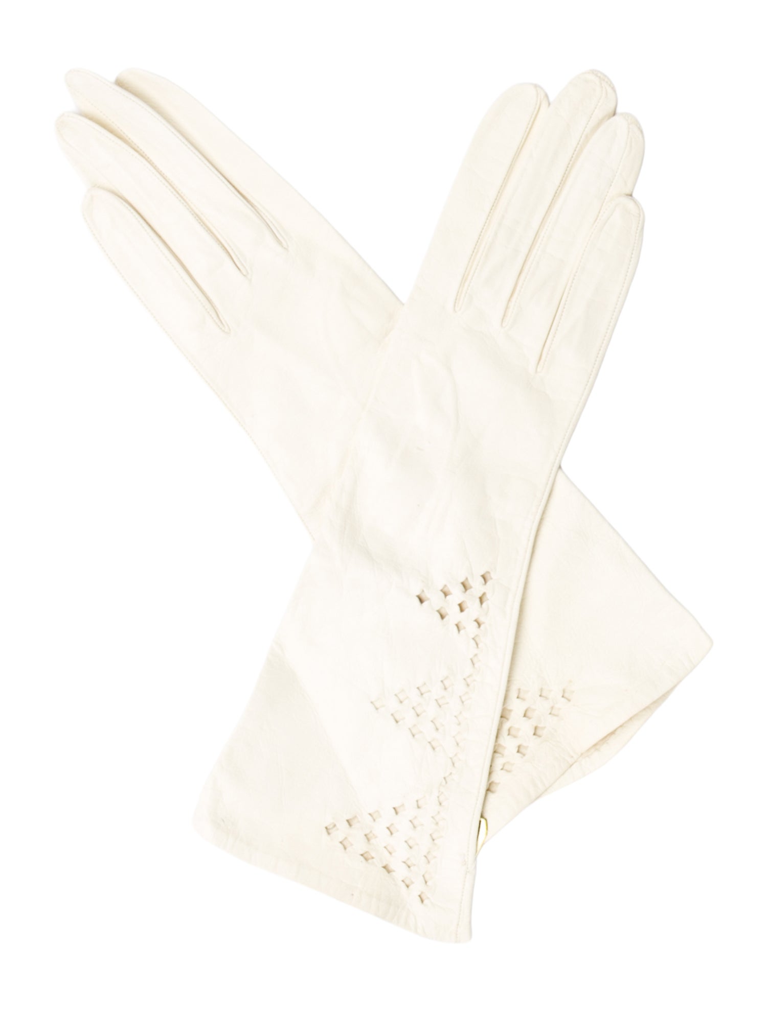 Vintage - Unbranded White Leather Pattern Print Winter Gloves Size 6.5 w/ Tags