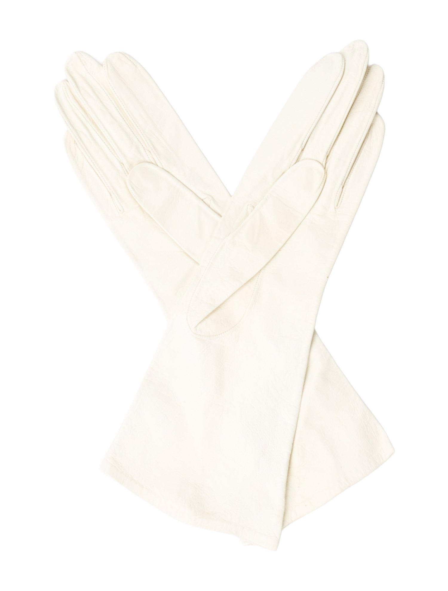 Vintage - Unbranded White Leather Pattern Print Winter Gloves Size 6.5 w/ Tags