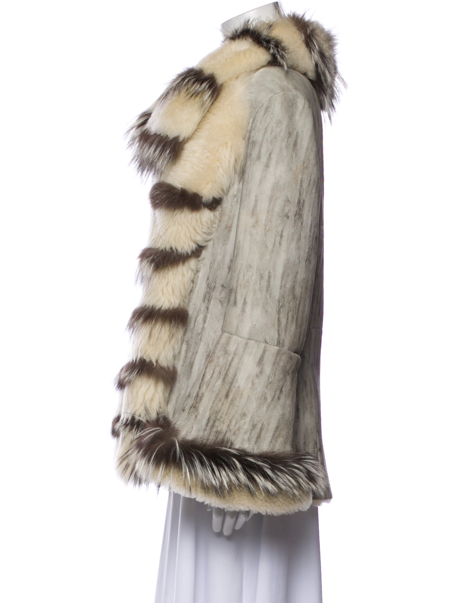 Vintage - Unbranded Striped Faux Fur Coat
