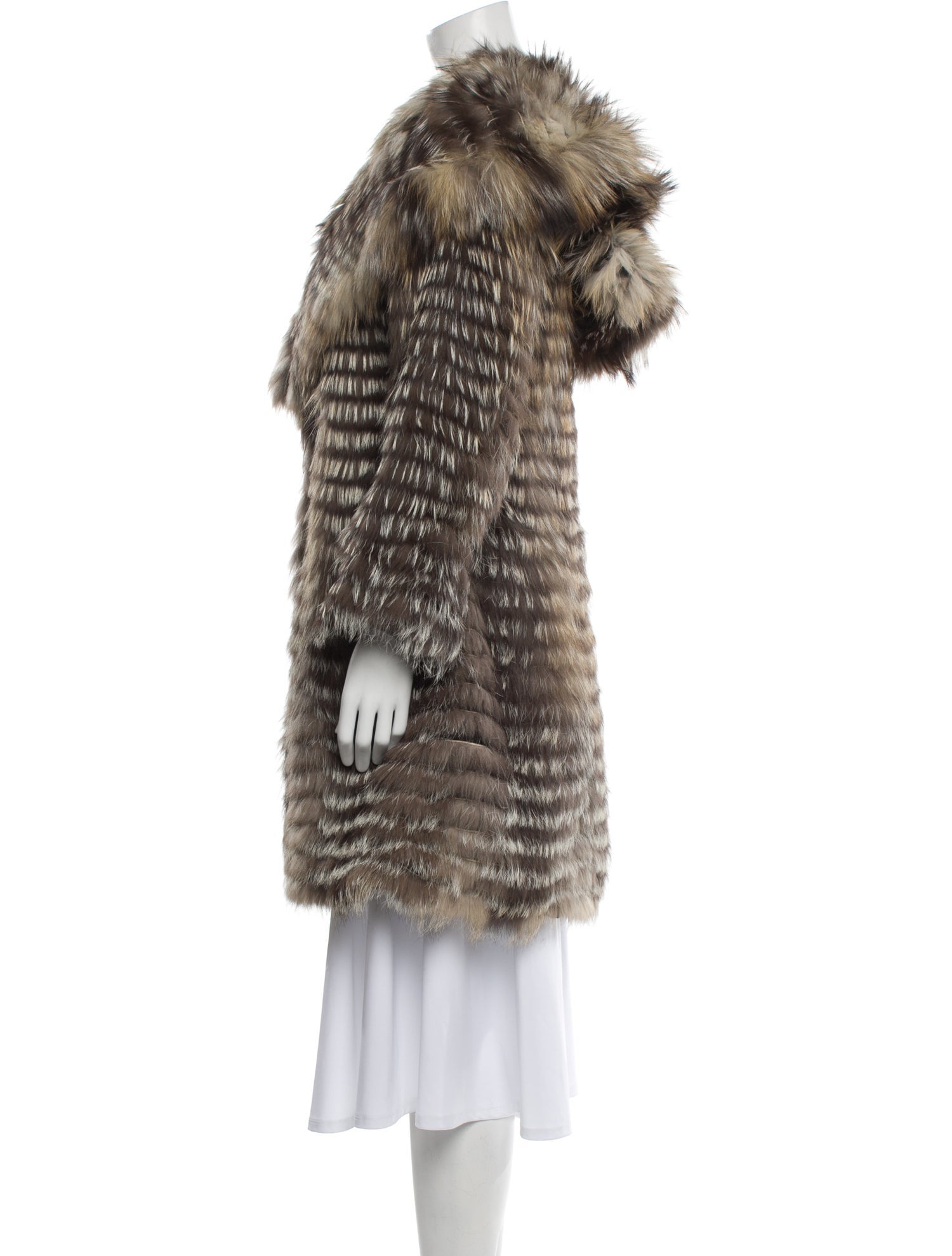 Vintage - Unbranded Fox Striped Fur Coat