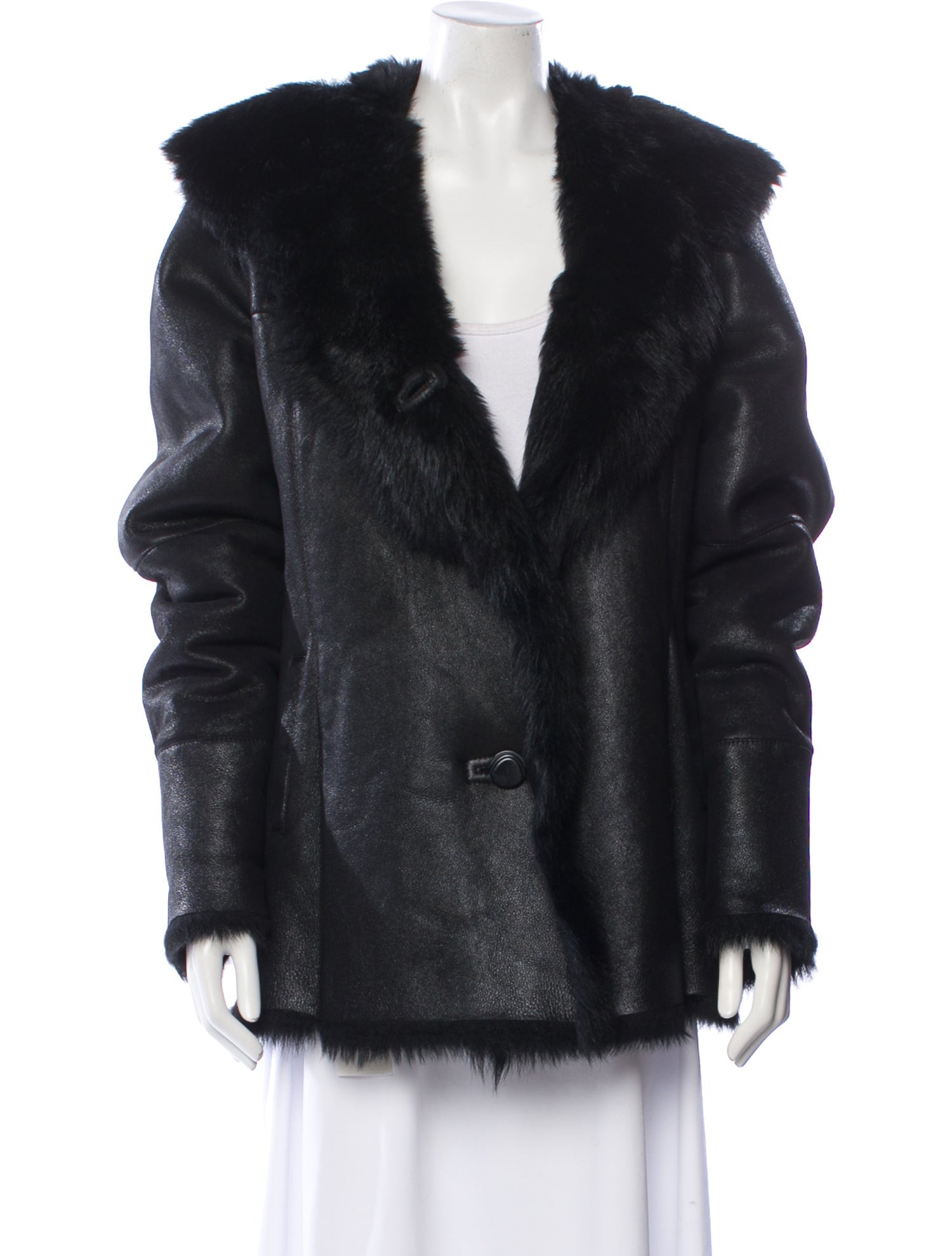 Vintage - Unbranded Leather Faux Fur Coat