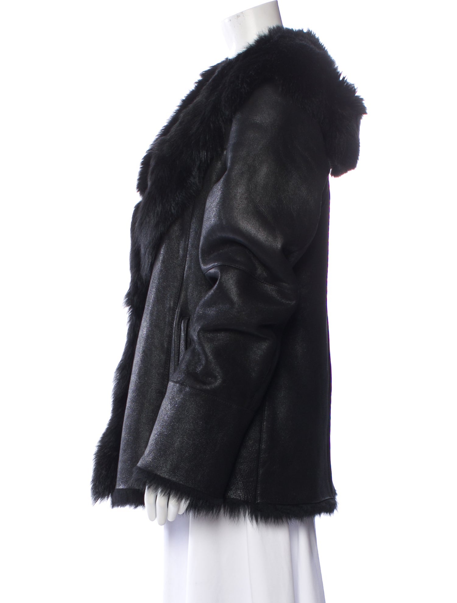 Vintage - Unbranded Leather Faux Fur Coat