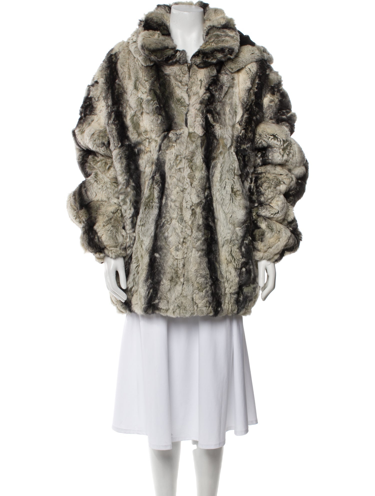 Vintage - Unbranded Striped Fur Coat