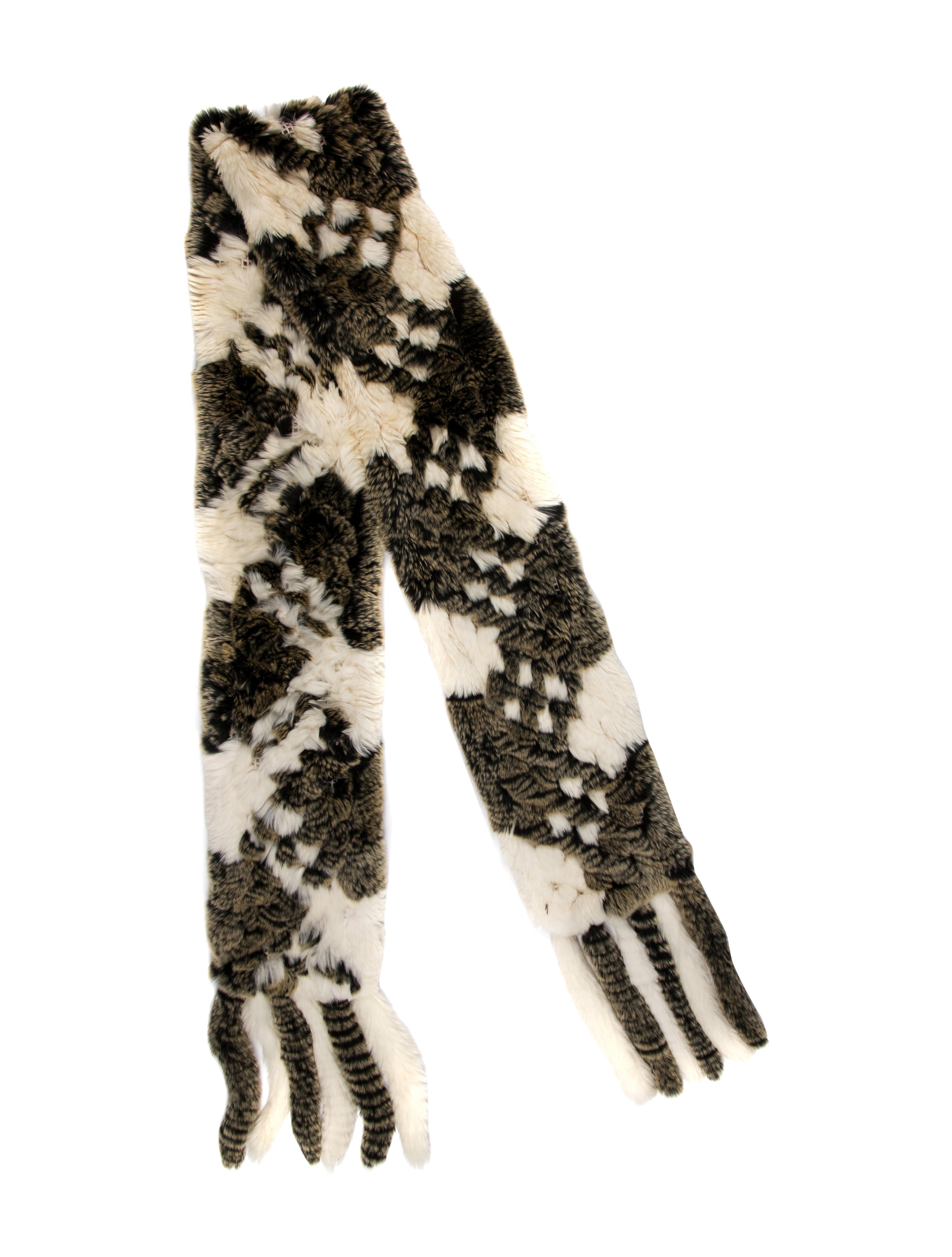 Vintage - Unbranded Fur Plaid Print Scarf