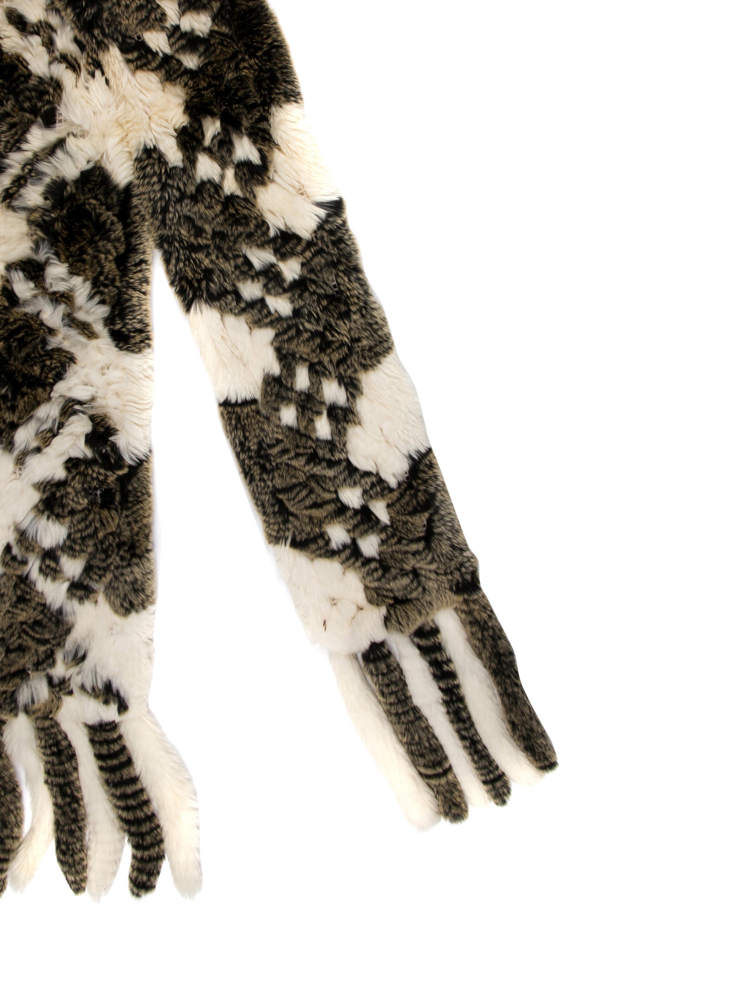 Vintage - Unbranded Fur Plaid Print Scarf