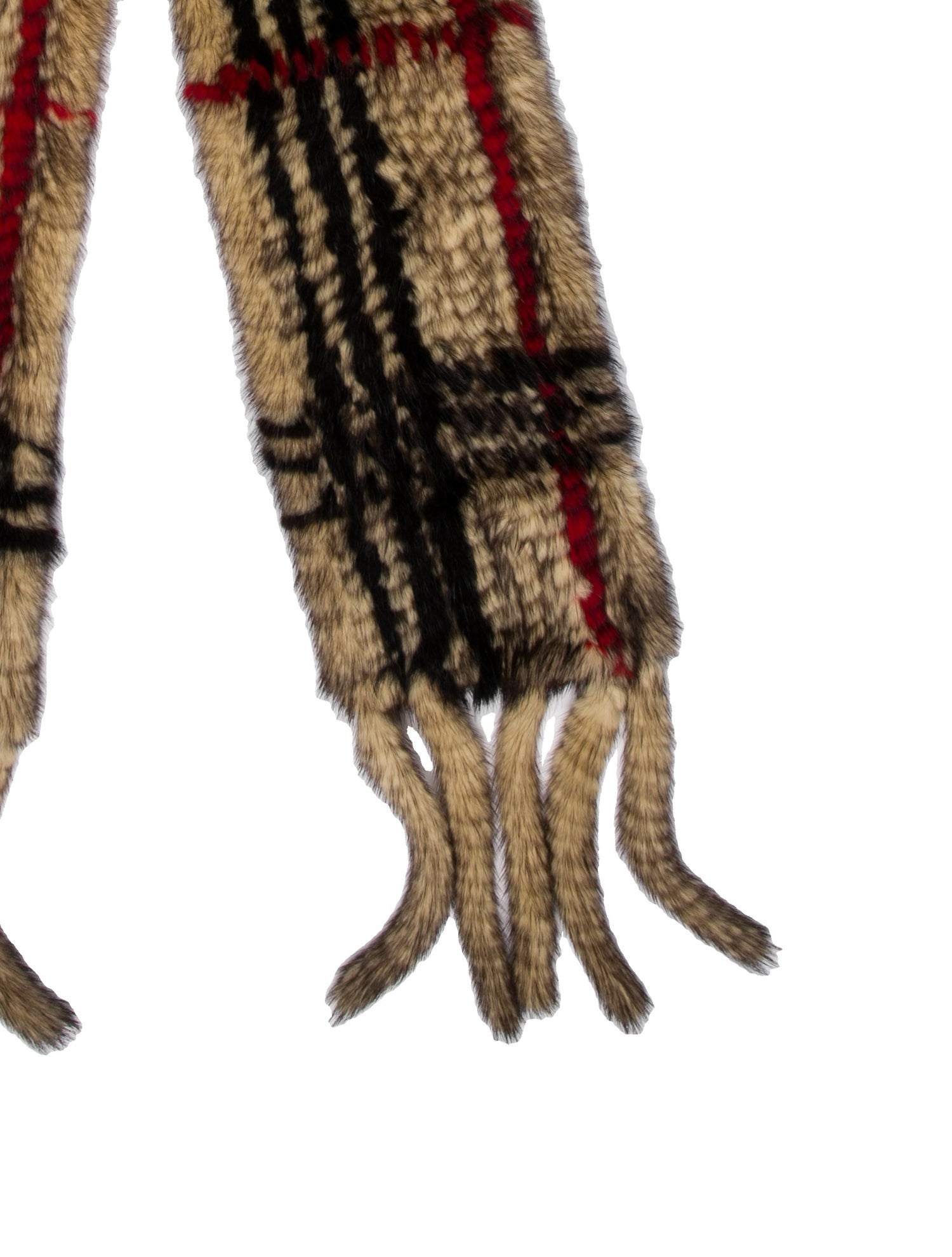 Vintage - Unbranded Fur Plaid Print Scarf