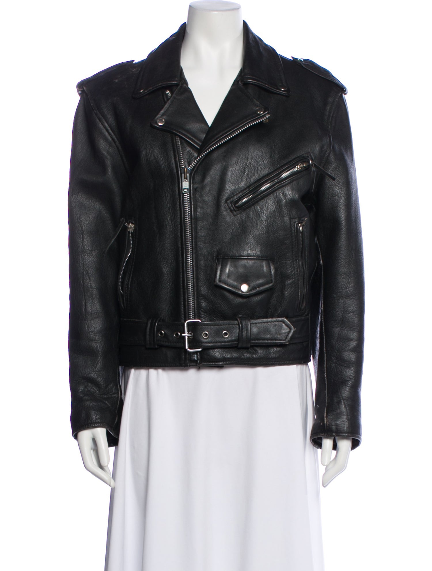 Vintage - Unbranded Leather Biker Jacket