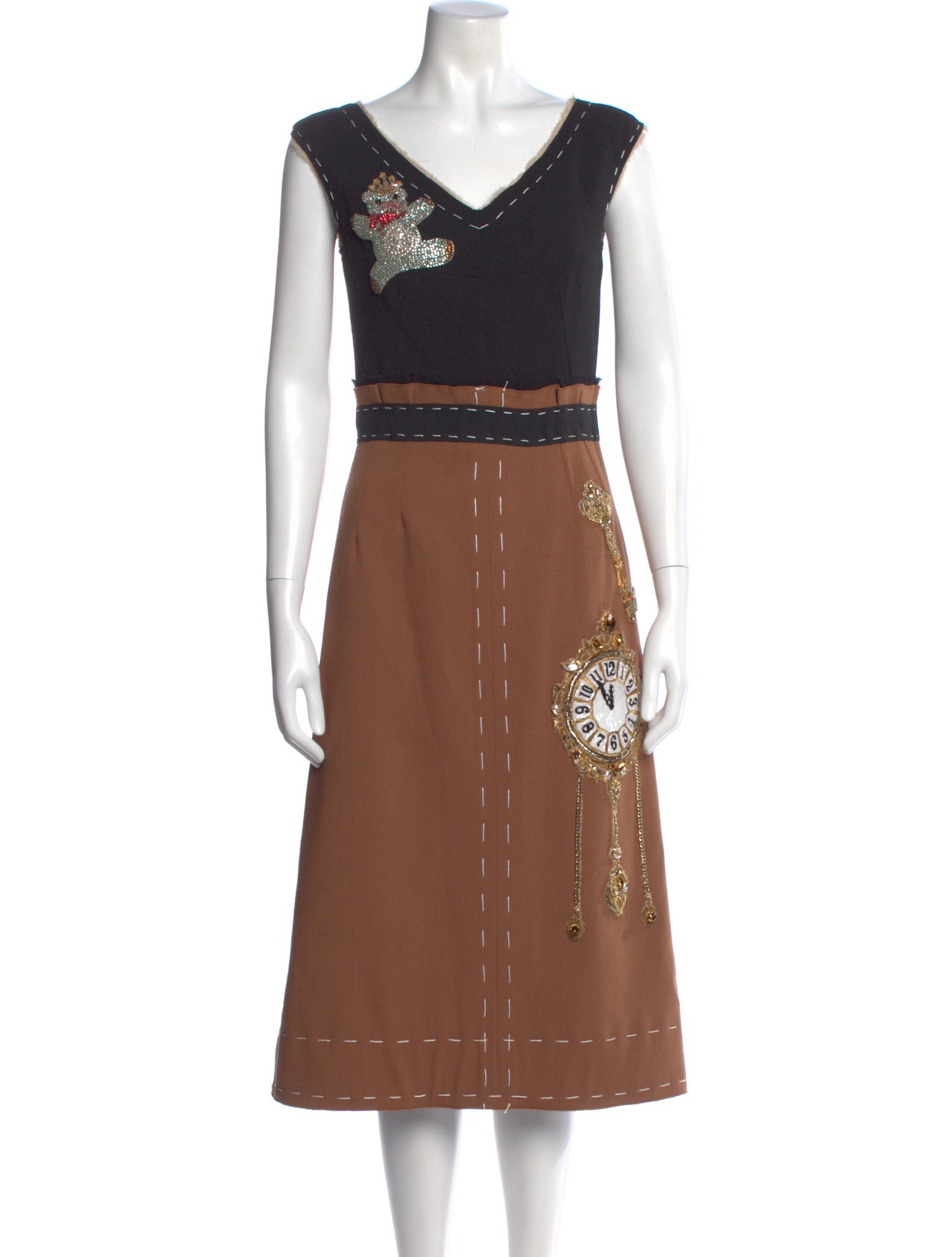 Dolce & Gabbana Colorblock Pattern Midi Length Dress