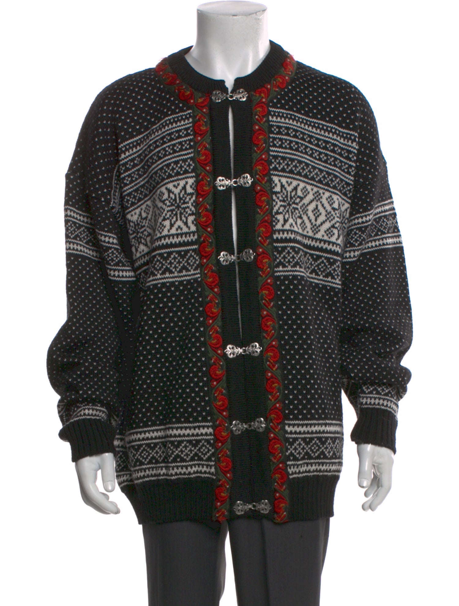 Vintage - Unbranded Printed Mock Neck Cardigan