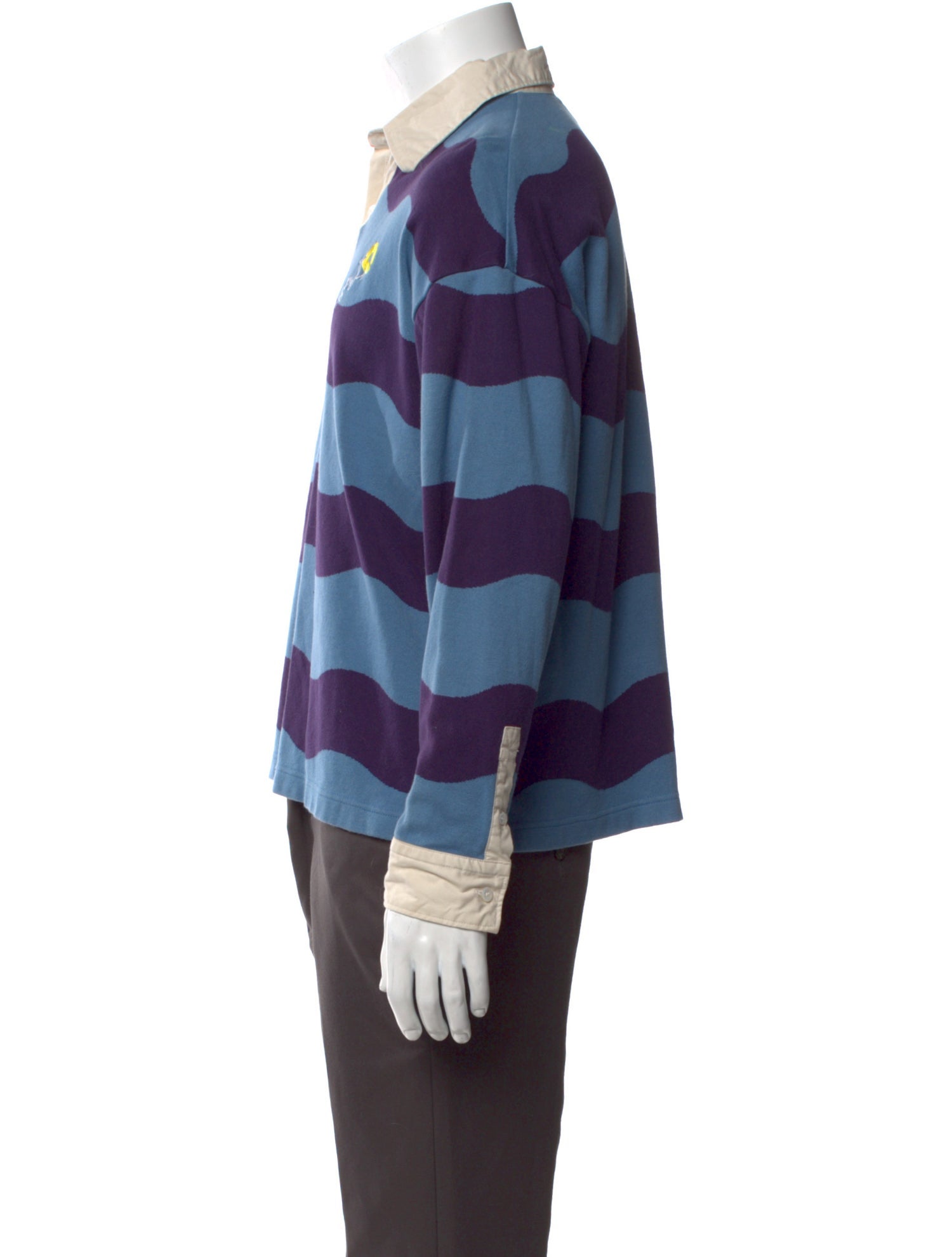 Vowels Colorblock Pattern Collar Polo Shirt