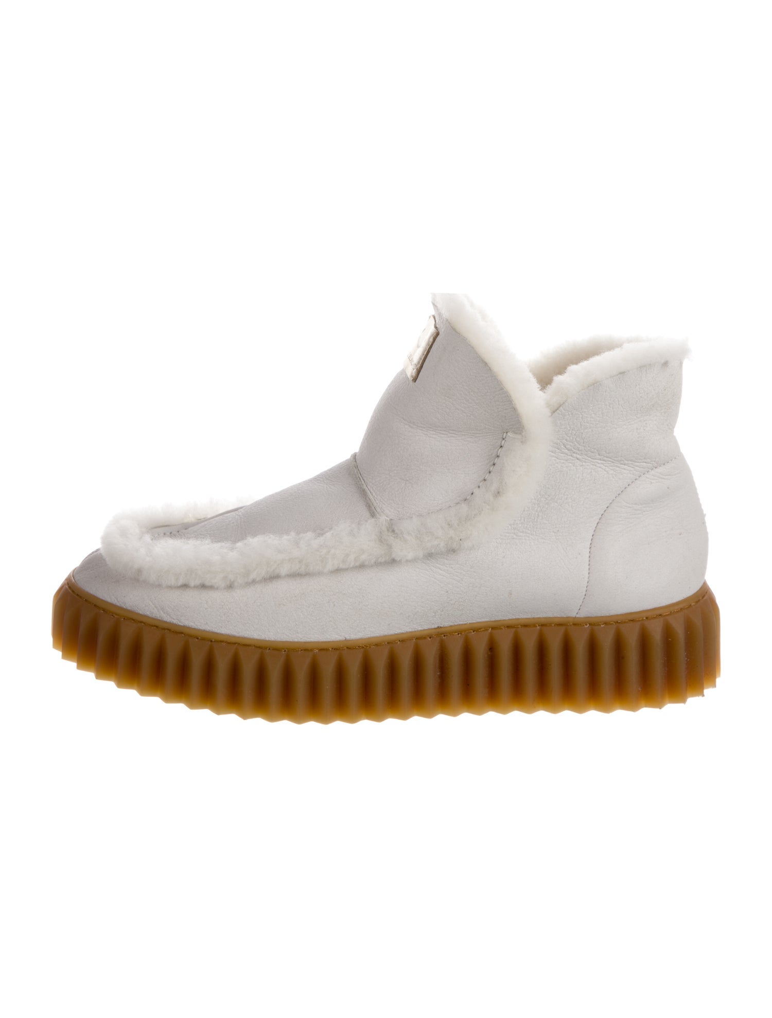 Voile Blanche Leather Fur Trim Lace-Up Boots