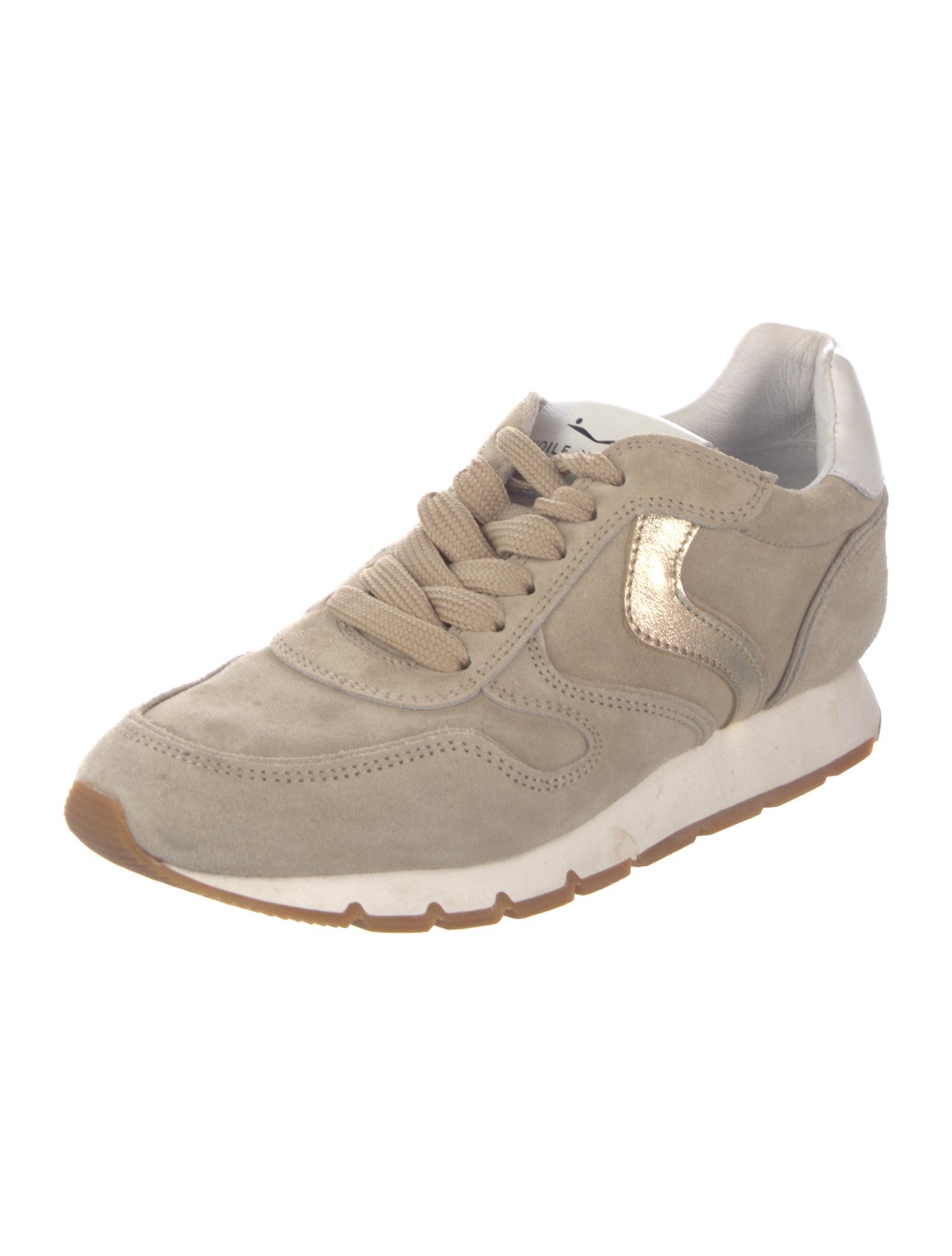 Voile Blanche Suede Leather Trim Embellishment Sneakers