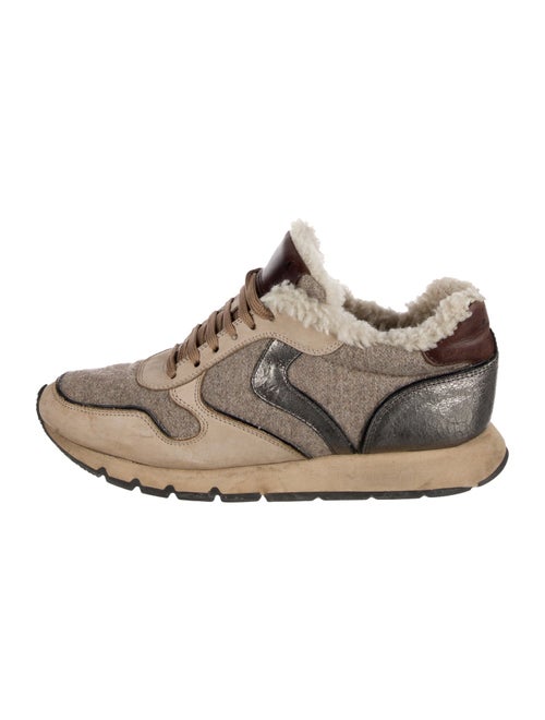 Voile Blanche Printed Fur Trim Sneakers