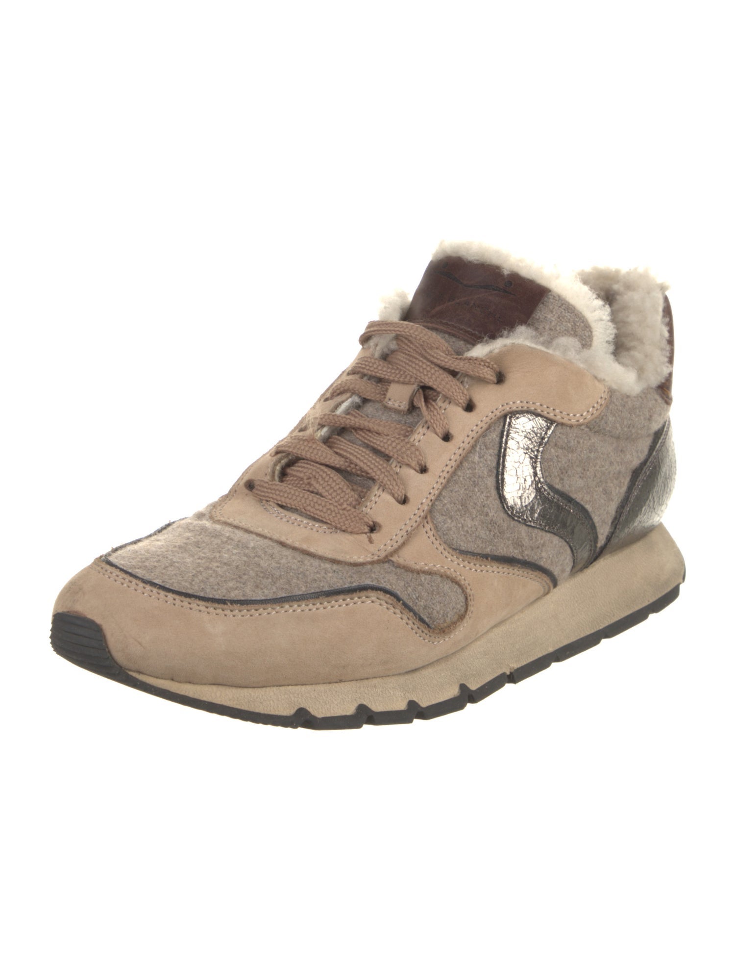 Voile Blanche Suede Fur Trim Sneakers