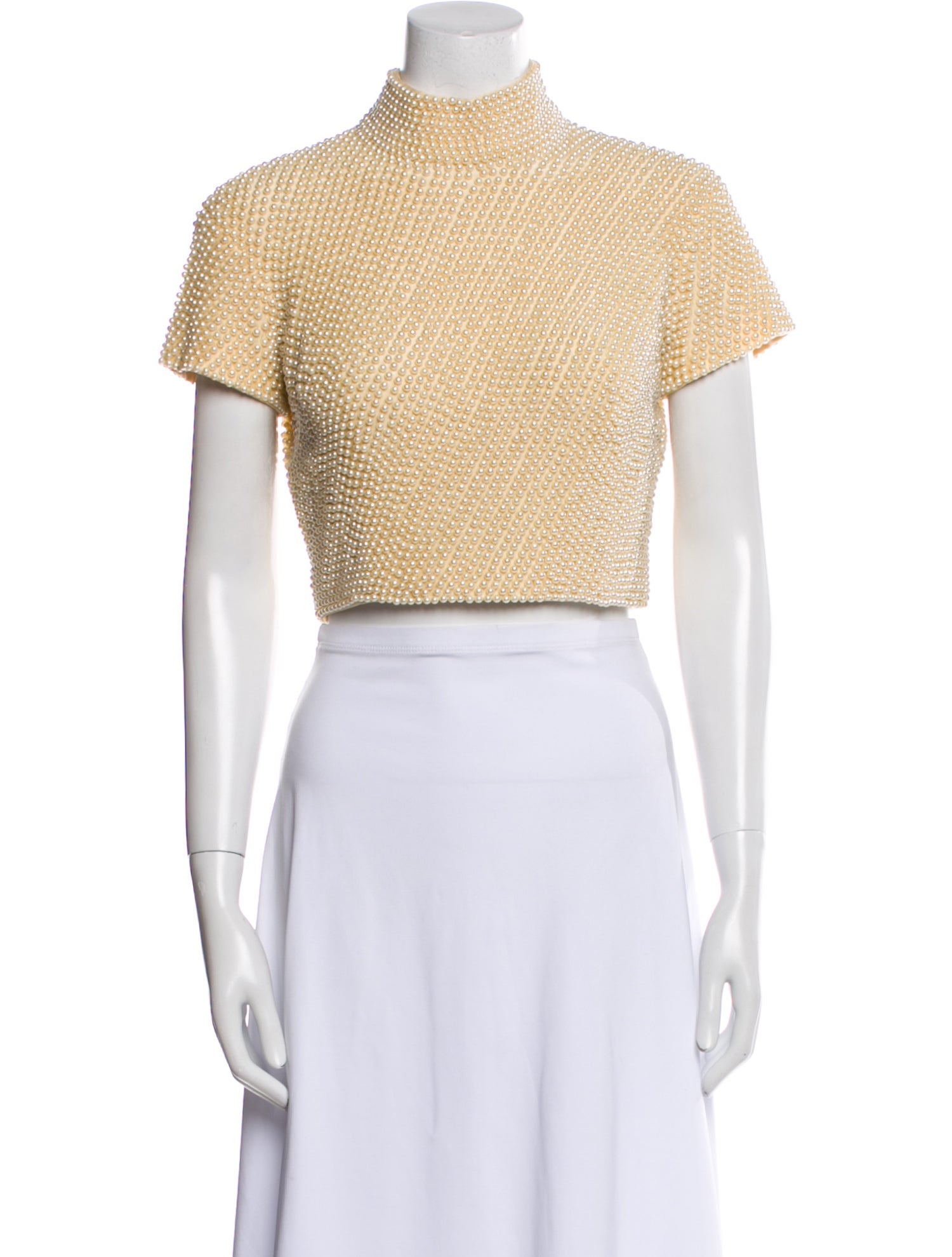 Victoria Royal Ltd Mock Neck Short Sleeve Crop Top