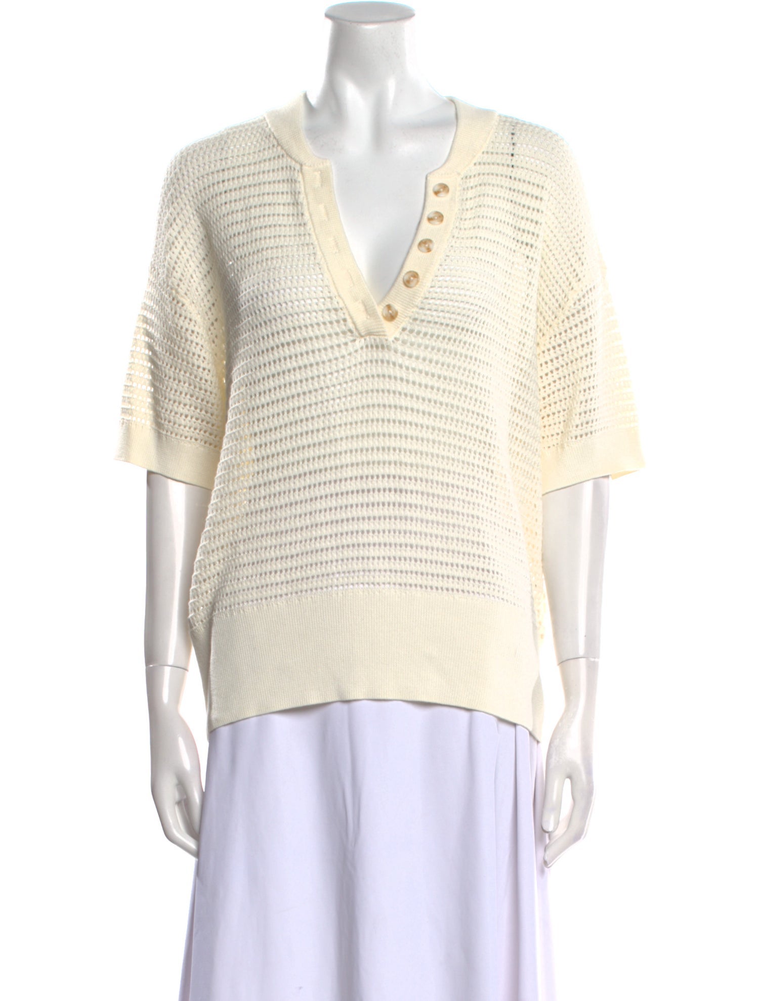 Varley Striped V-Neck Sweater